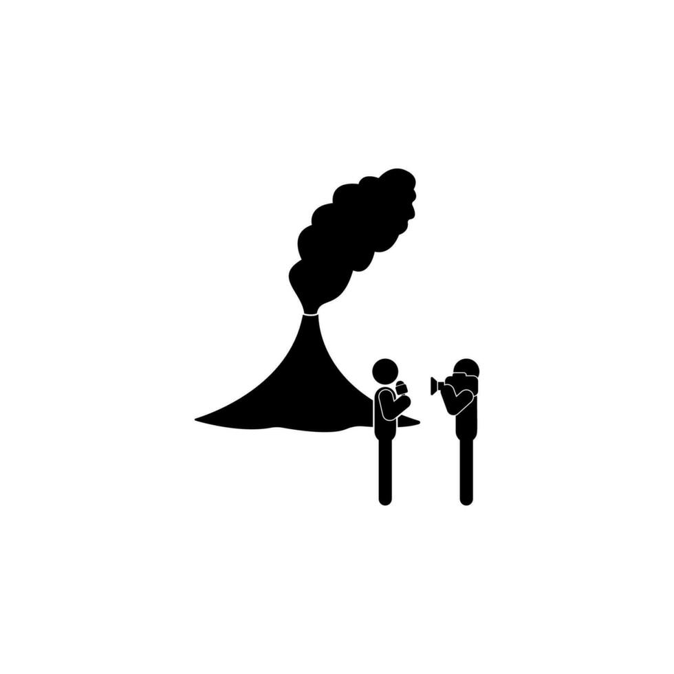vulcão, homem, microfone vetor ícone ilustração