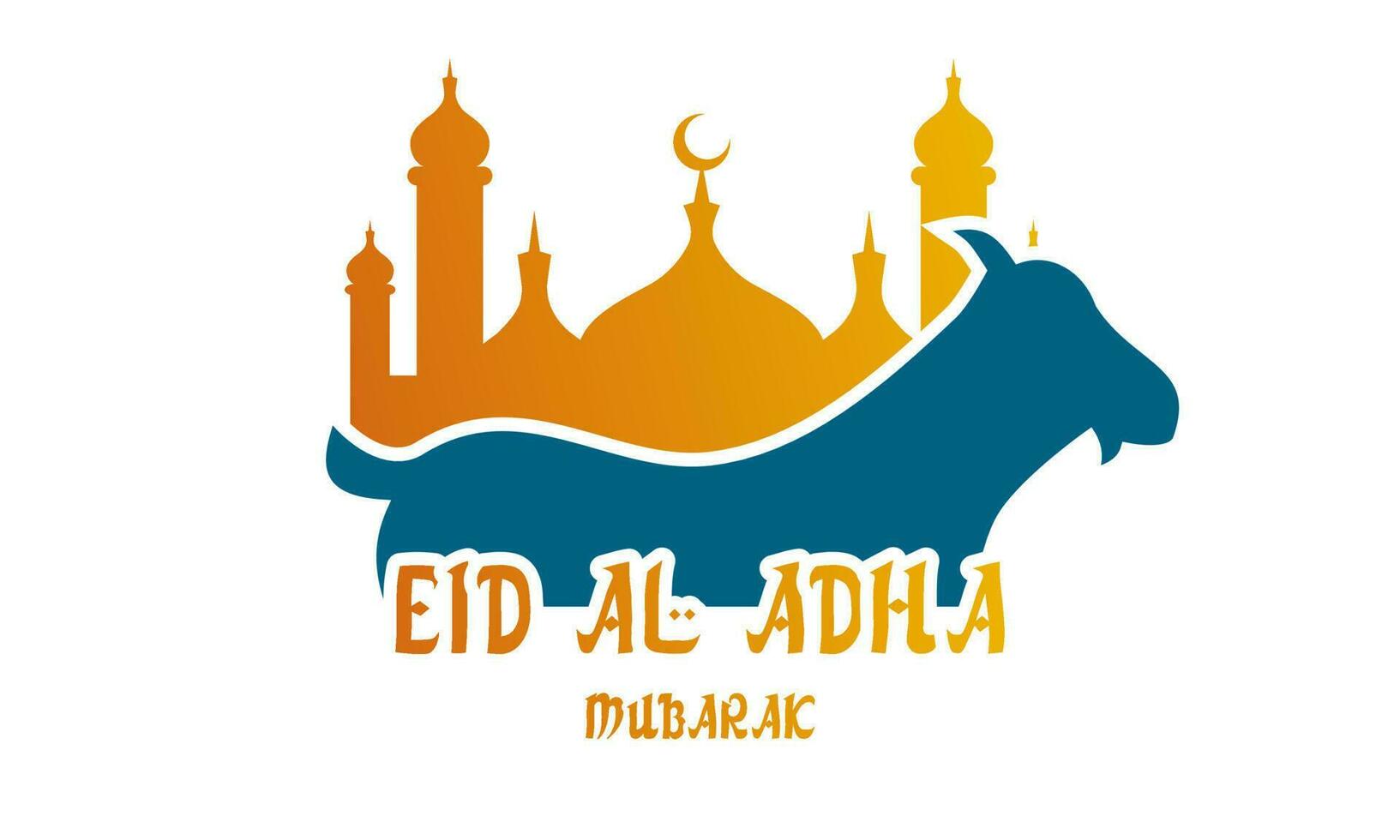 lindo eid al adha Mubarak com mesquita e bode fundo Projeto vetor. eid Mubarak vetor Projeto