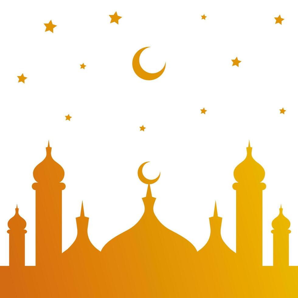 mesquita silhueta com ouro crescente lua e estrelas vetor ilustração. eid Mubarak islâmico Projeto crescente lua.