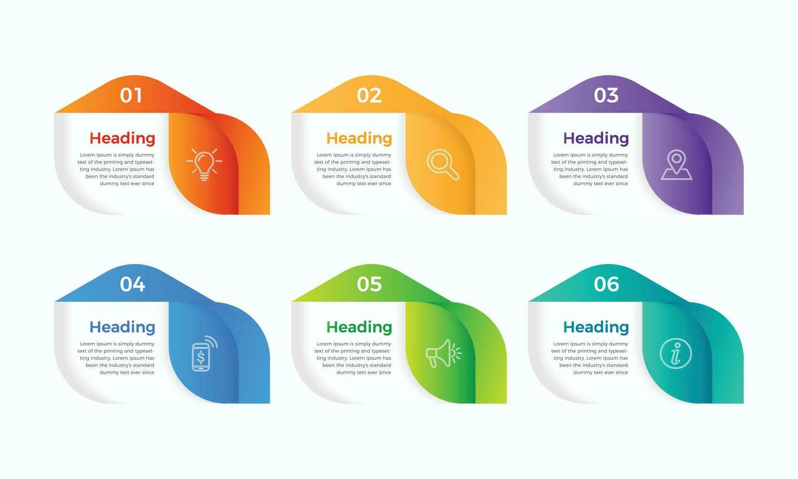 6 passos o negócio infográficos modelo. moderno colorida infográfico passos. apresentação e gráfico. elementos para infográficos vetor