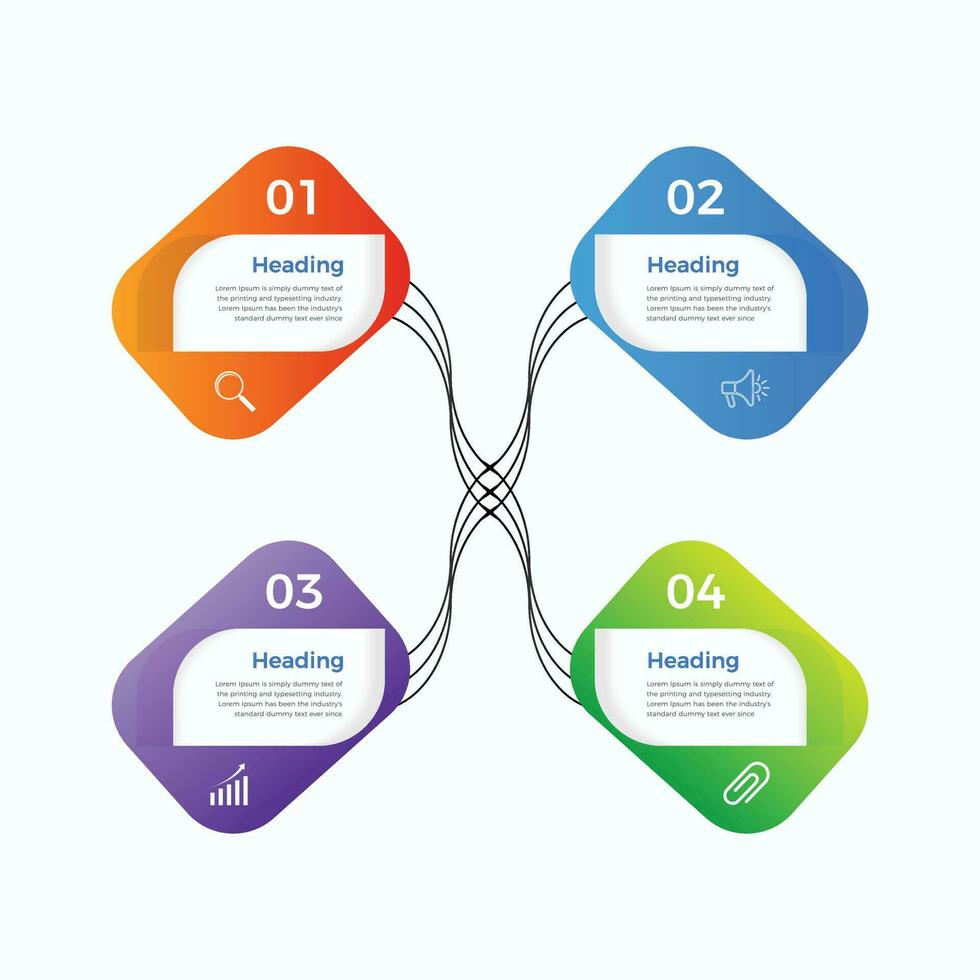 4 passos o negócio infográficos modelo. moderno colorida infográfico passos. apresentação e gráfico. elementos para infográficos vetor