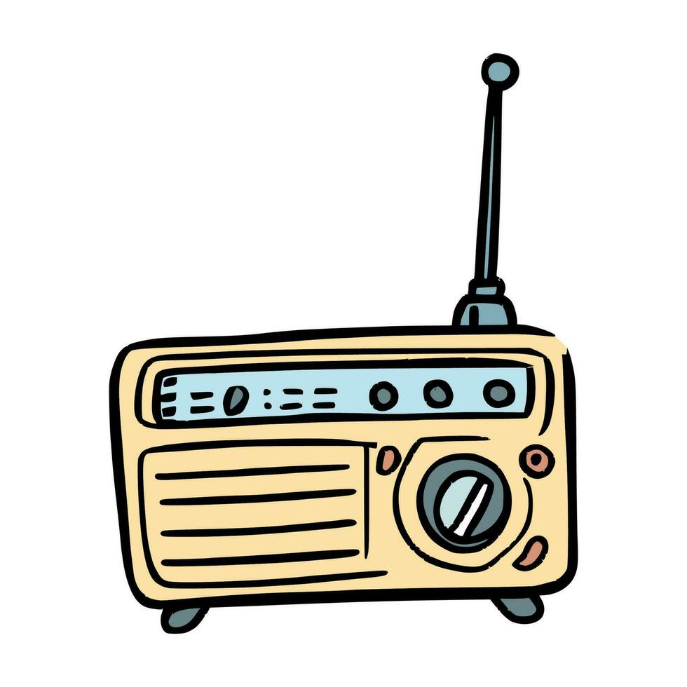 rádio ilustração dentro rabisco estilo em isolado fundo vetor