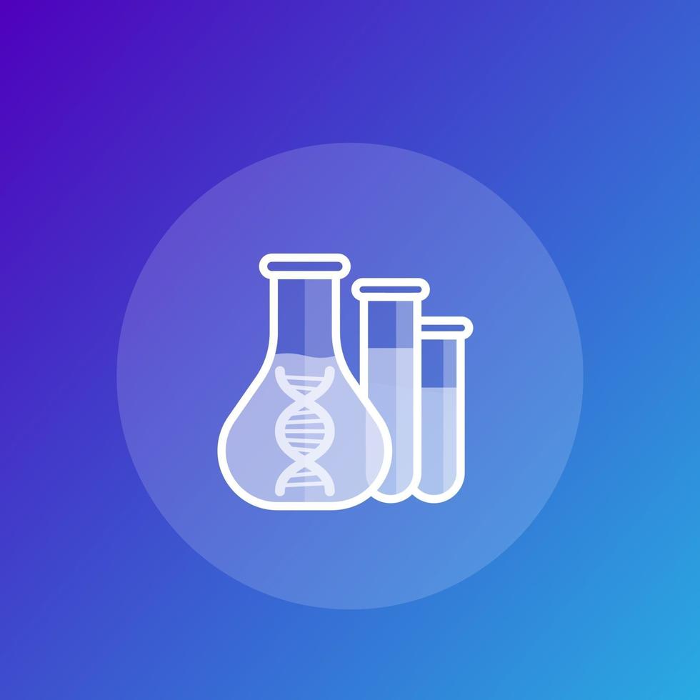 ícone de biotecnologia com tubos de ensaio de laboratório vetor