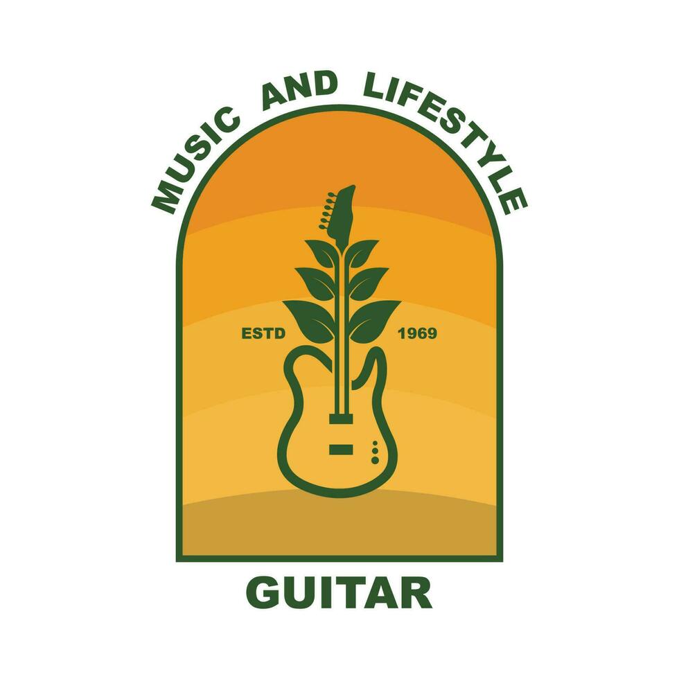 música e banda clássico logotipo, guitarra, música clube vintage logotipo vetor