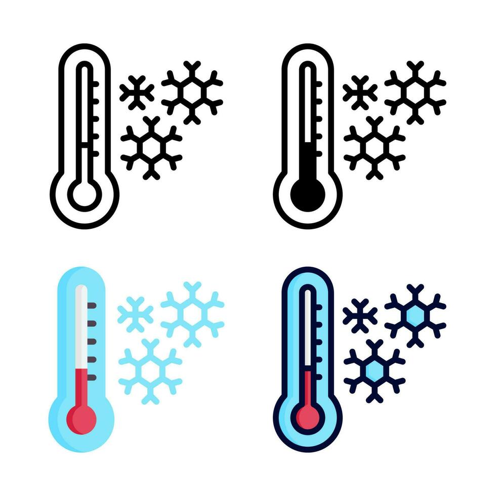 frio temperatura ícone conjunto coleção vetor