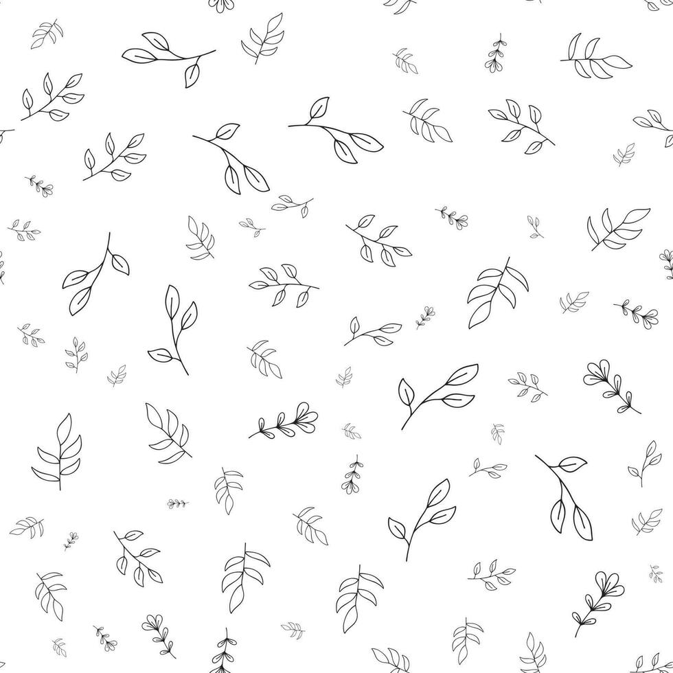 negrito Preto mão desenhado floral Primavera abstrato desatado padronizar em branco fundo vetor