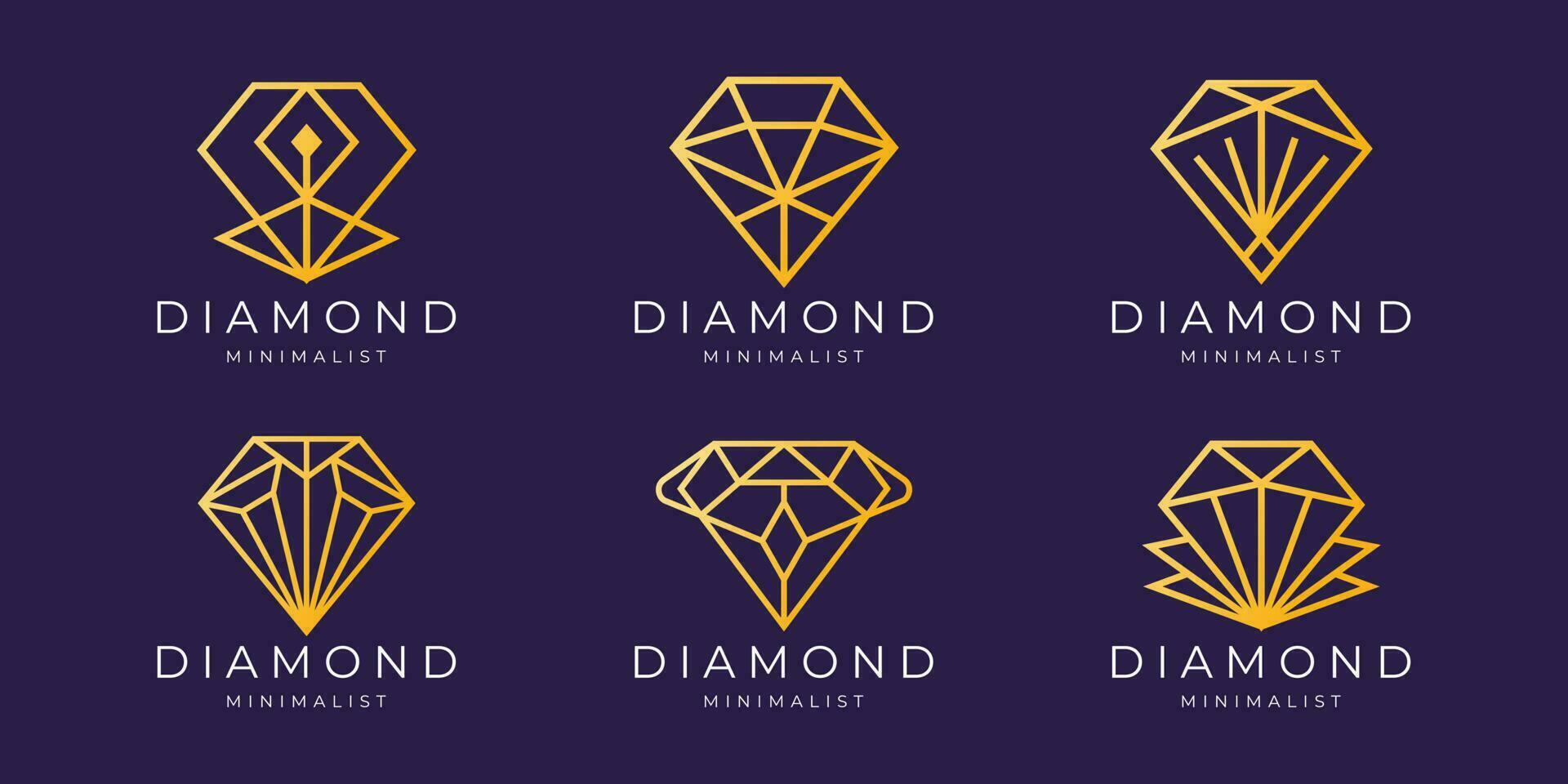 geometria joalheria logotipo diamante ícone conjunto Projeto inspiração. vetor