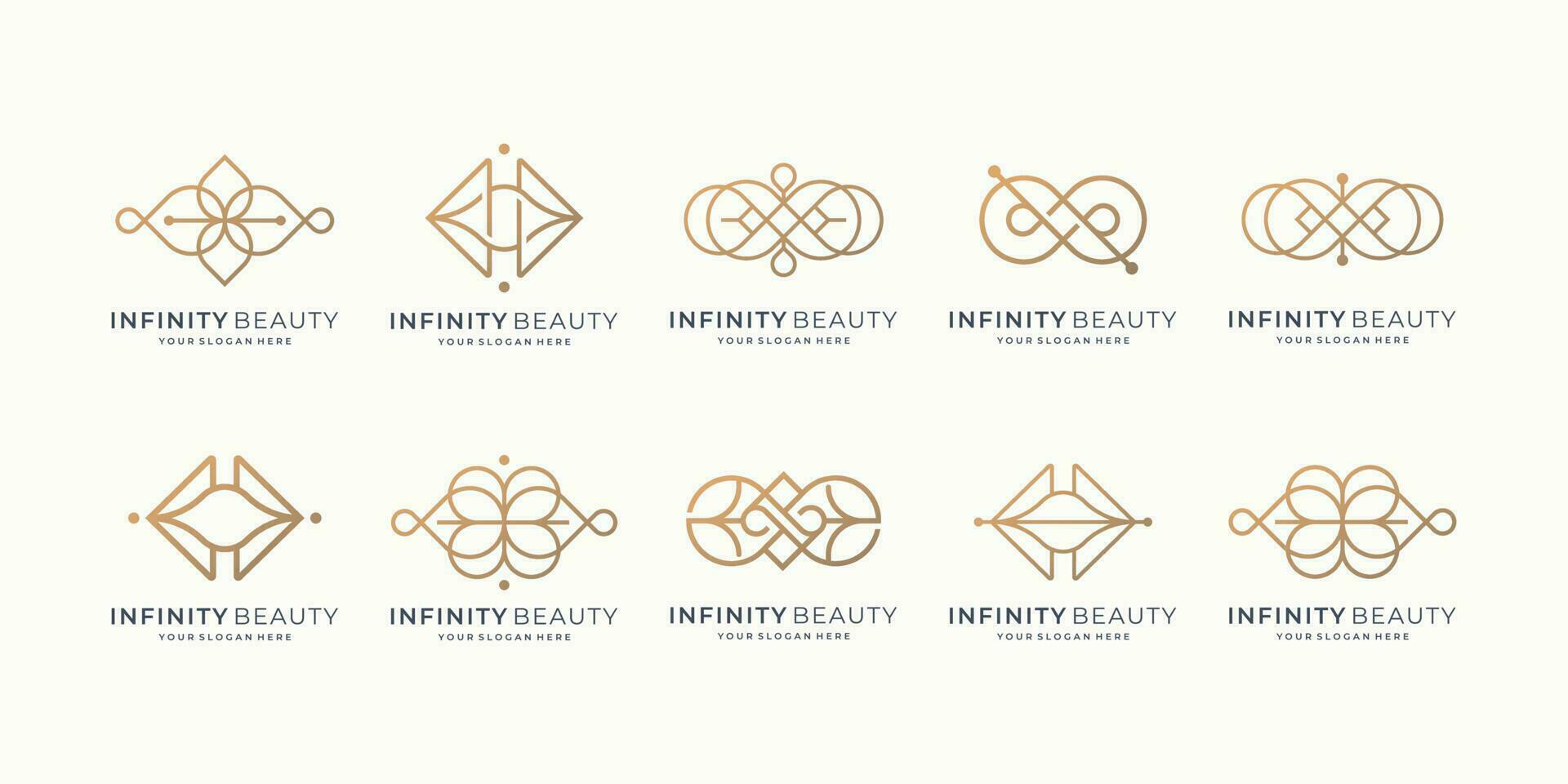 infinito e beleza logotipo conjunto ícone. linha beleza logotipo conjunto projeto, logotipo para Cosmético, moda, pele Cuidado. vetor