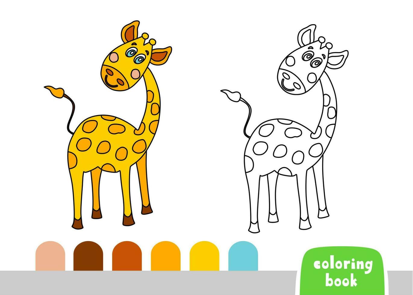 fofa girafa coloração livro para crianças página para livros, revistas, vetor ilustração rabisco modelo