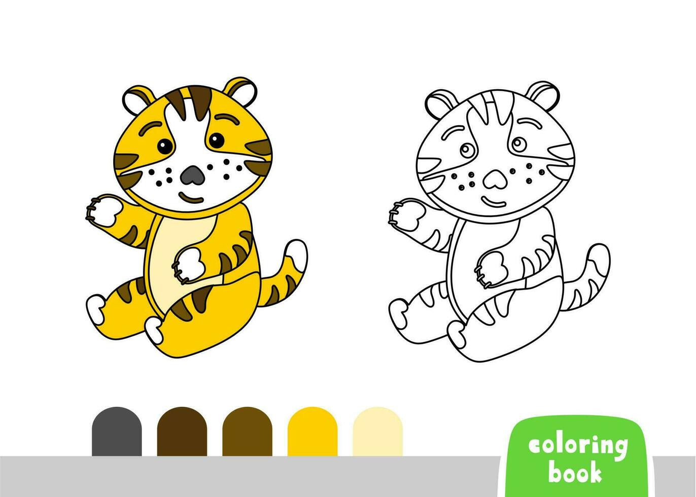 fofa tigre filhote coloração livro para crianças página para livros, revistas, vetor ilustração rabisco modelo