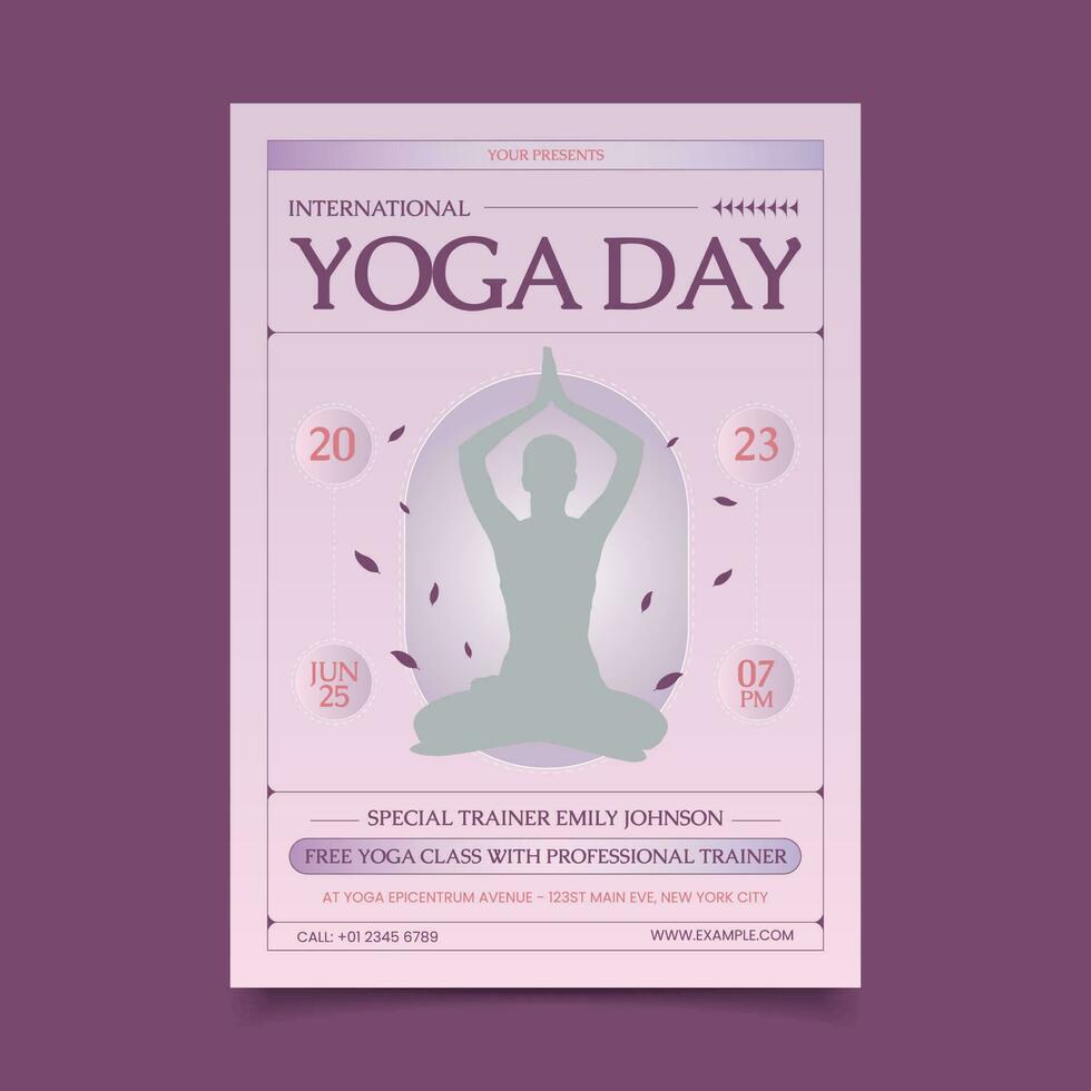 encontrar seu interior Paz - inspirador folheto modelos para internacional ioga dia evento vetor