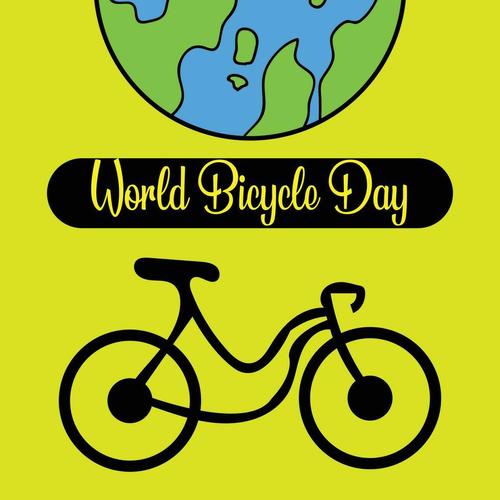 mundo bicicleta dia vetor fundo. bicicleta silhueta isolado bicicleta dia Junho 3 poster Projeto