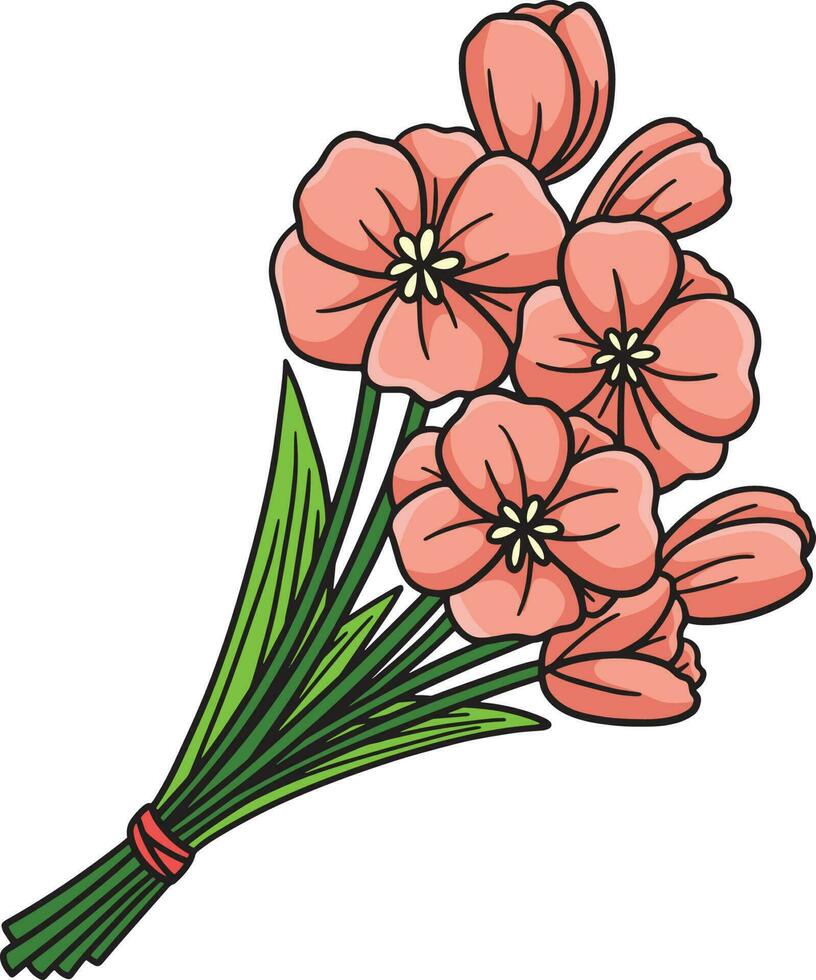 ramalhete flores desenho animado colori clipart vetor