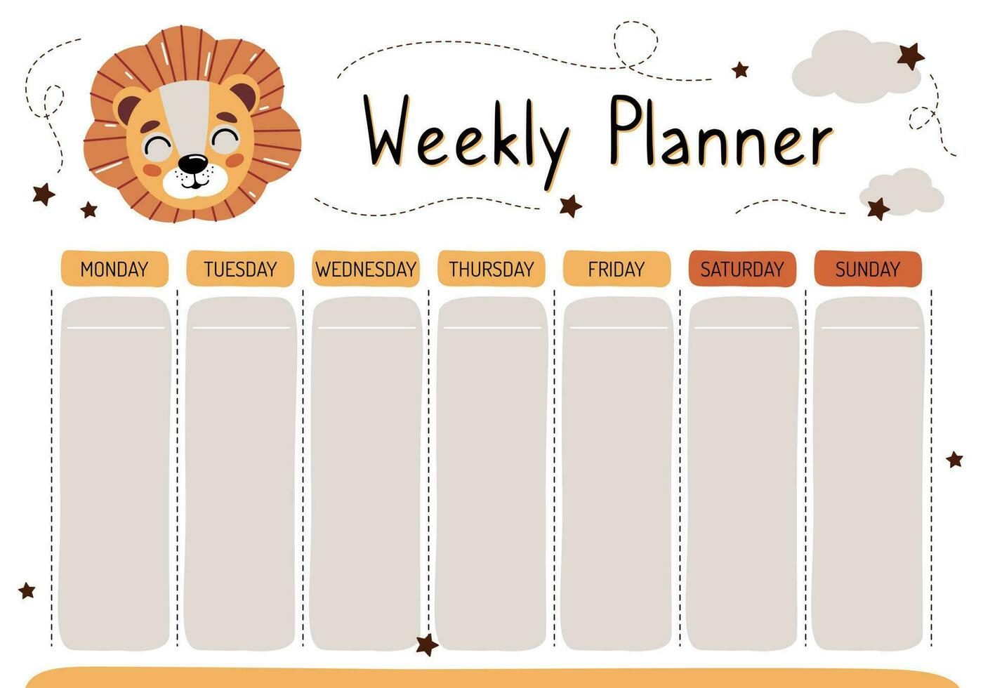 planejador para mãe. semanal planejador, desejo lista, façam Lista dentro desenho animado plano estilo com fofa animais. uma conjunto do digital imprime. vetor