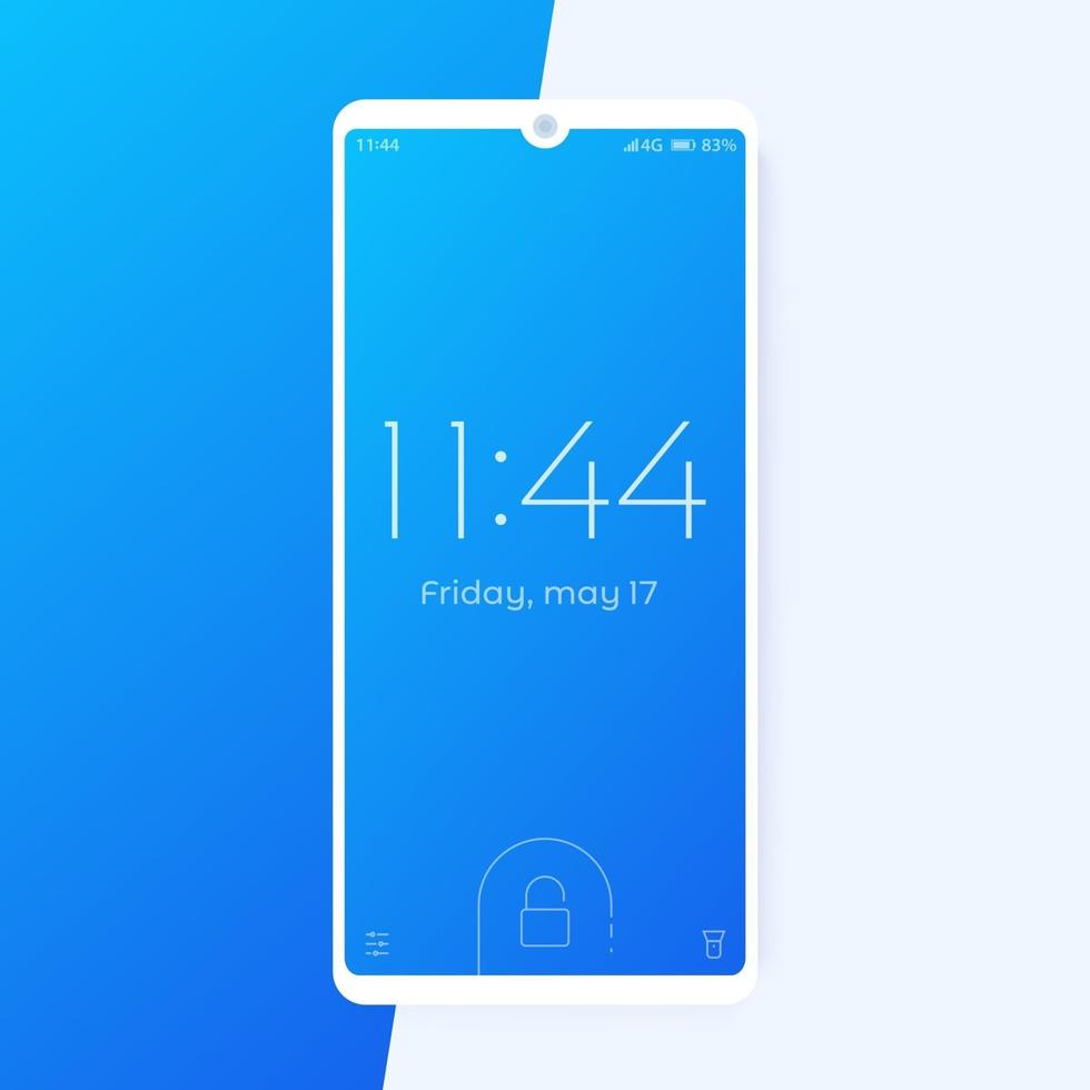 smartphone com tela de bloqueio, maquete de telefone vetor