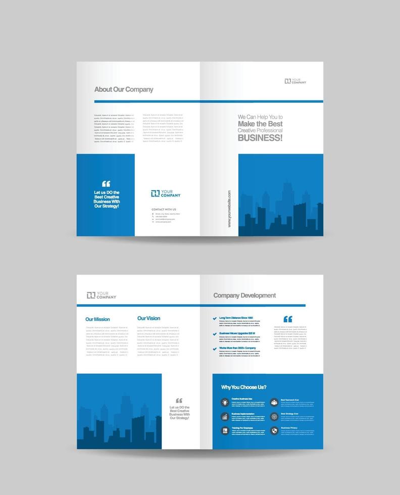 design de brochura de negócios corporativos bifold e design de panfleto de marketing da empresa vetor