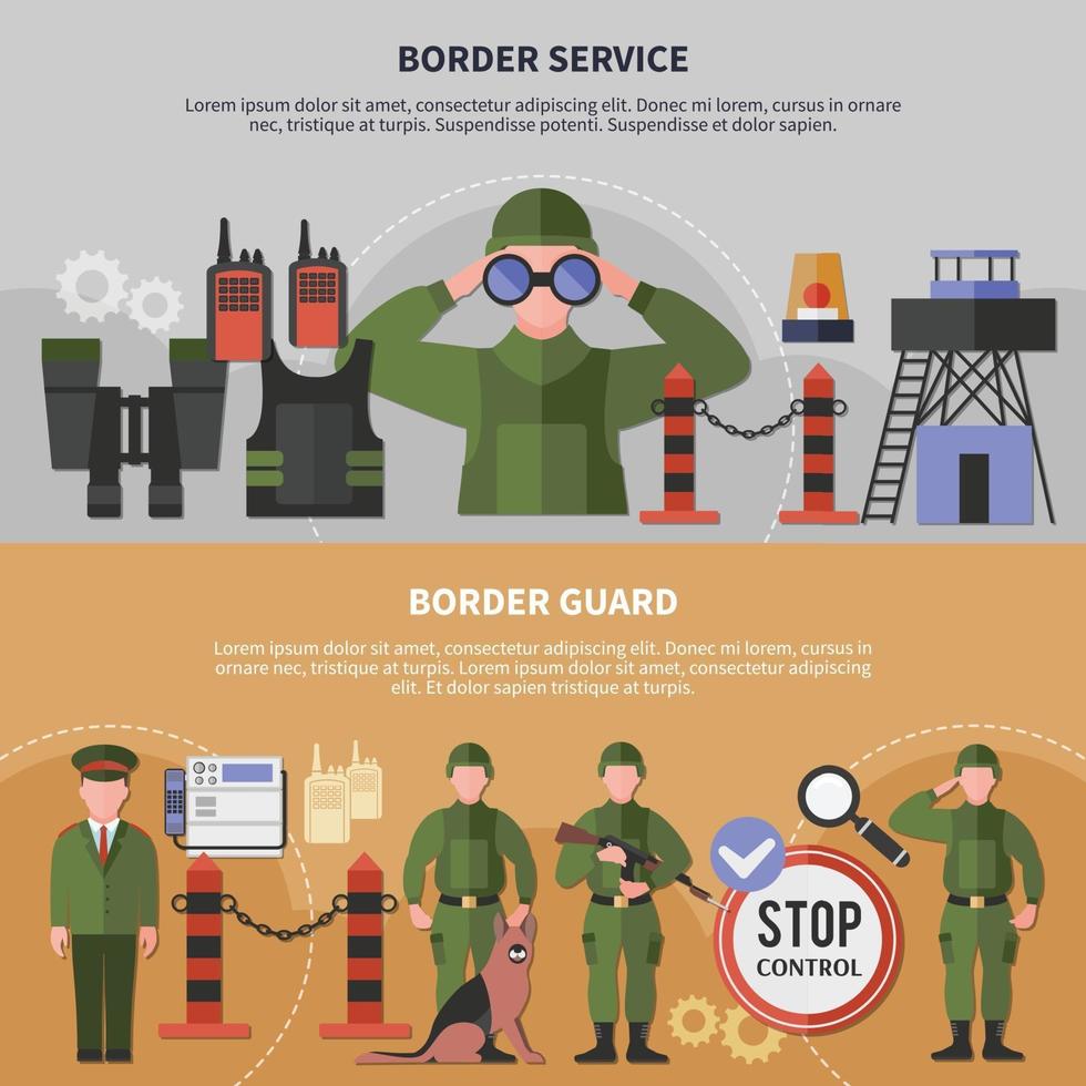 ilustração vetorial de banners de serviço de guarda de fronteira vetor