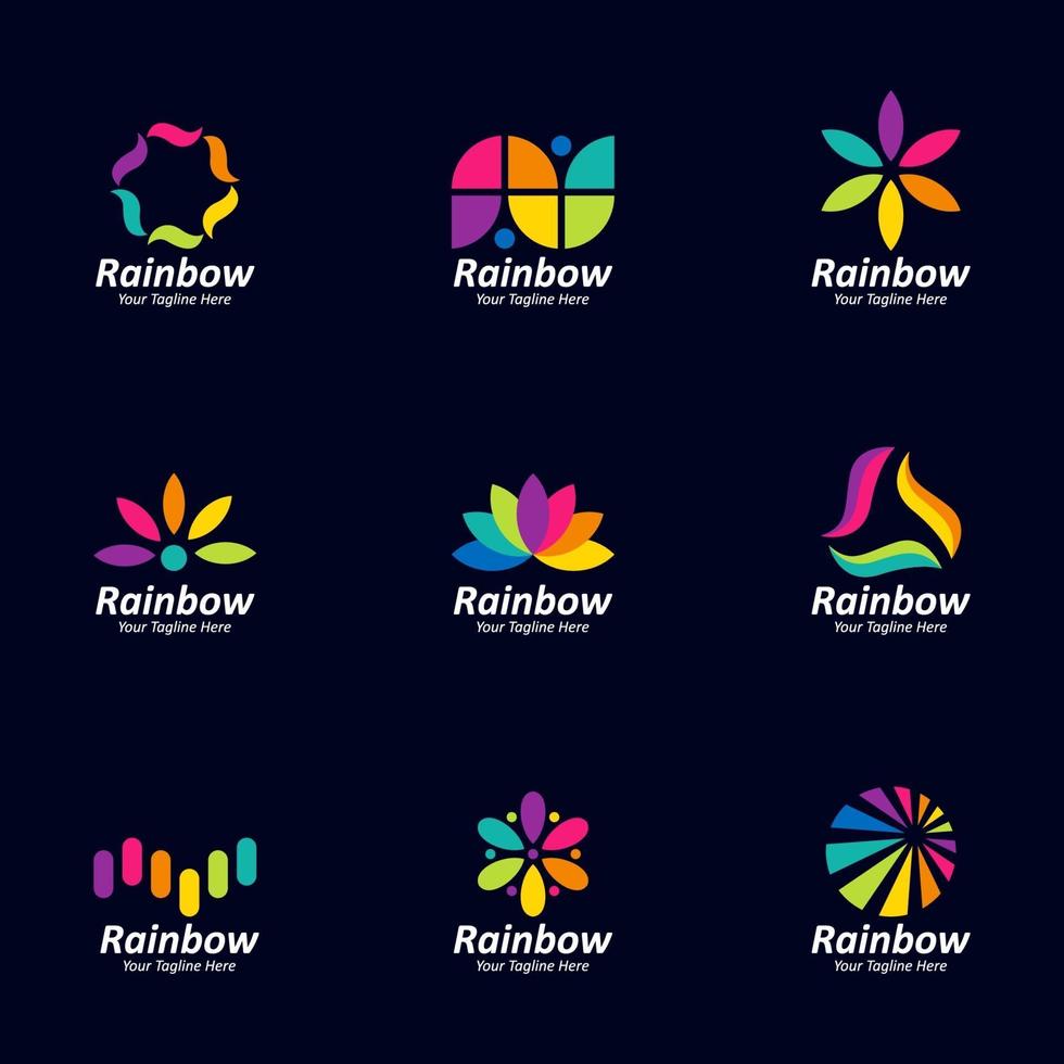 coleção de elementos do logotipo do arco-íris vetor