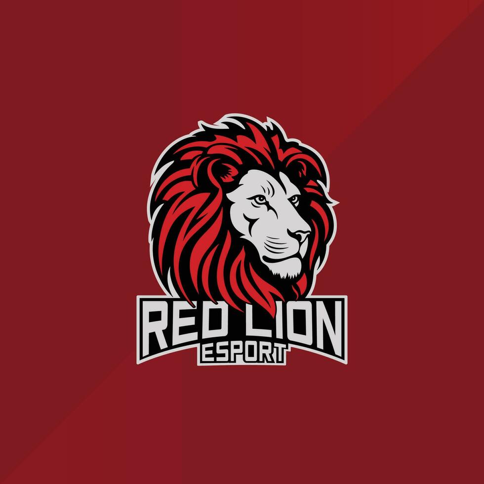 vermelho leão cabeça logotipo esport equipe Projeto jogos mascote vetor