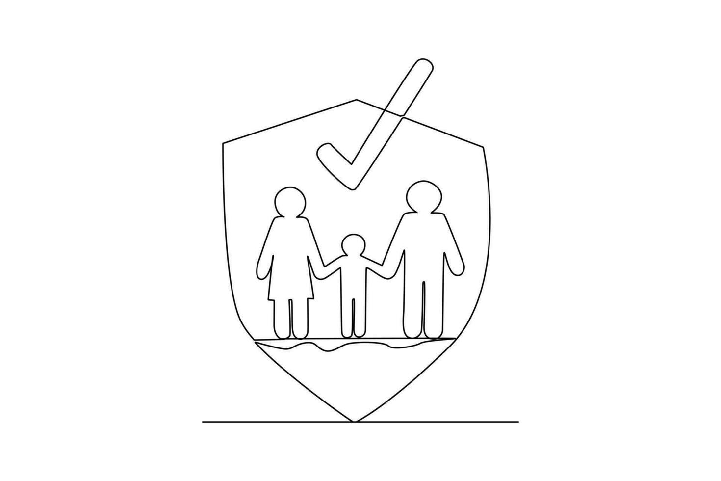 contínuo 1 linha desenhando Cuidado sobre família vida, garantia proteção. seguro conceito. solteiro linha desenhar Projeto vetor gráfico ilustração.