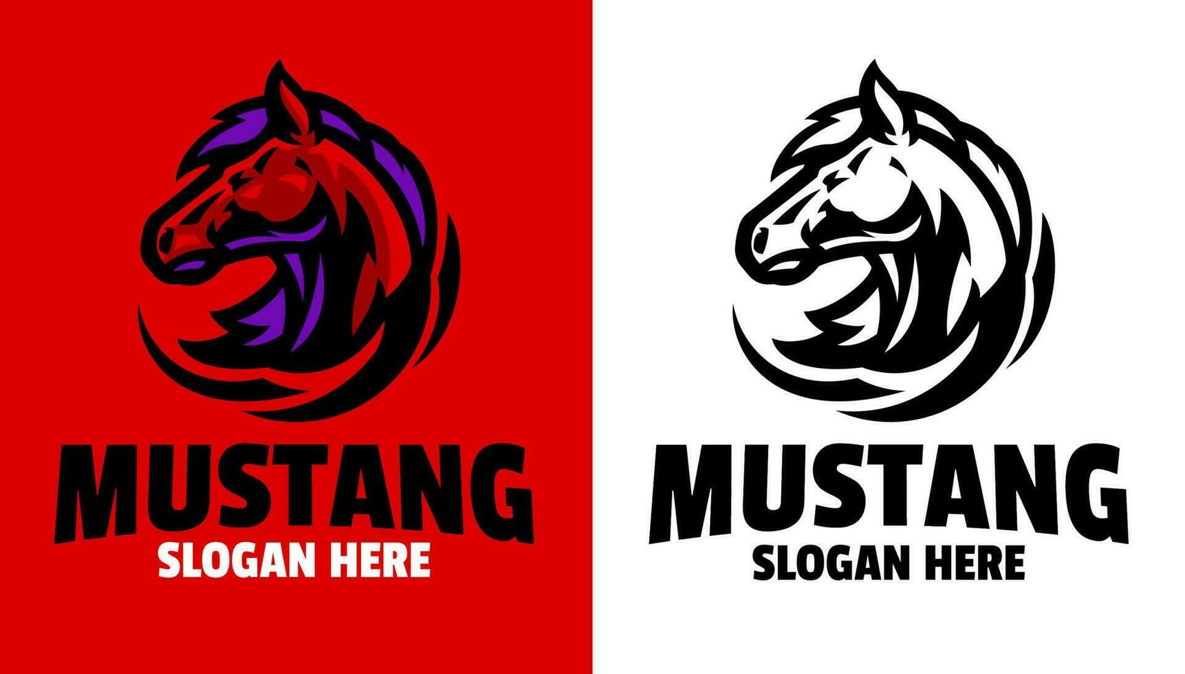 conjunto do casal mustang cabeça logotipo vetor