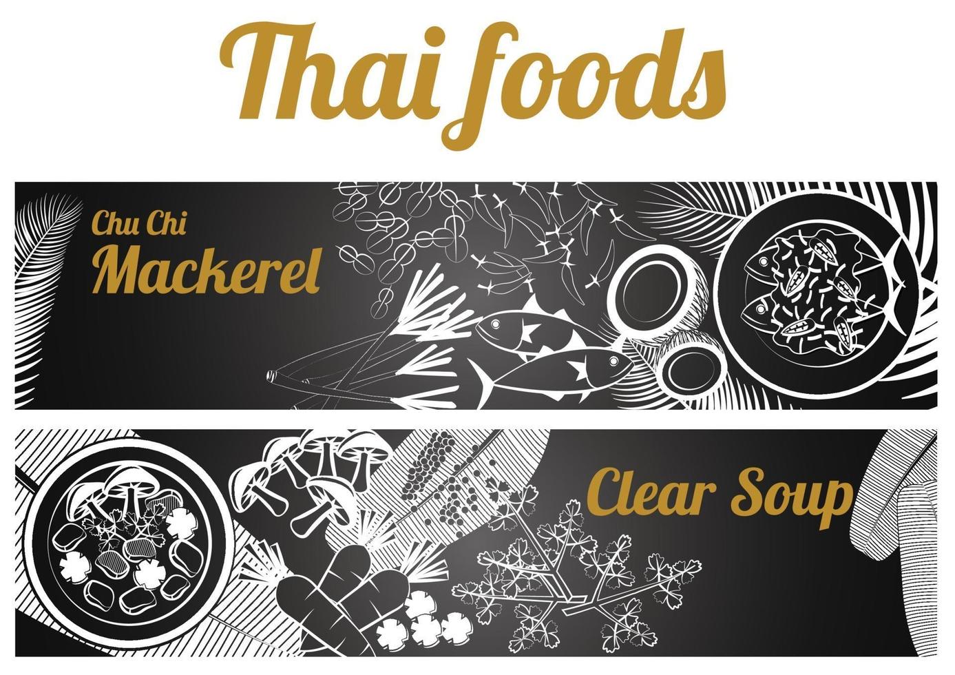 comida tailandesa banner massaman e phad thai vetor