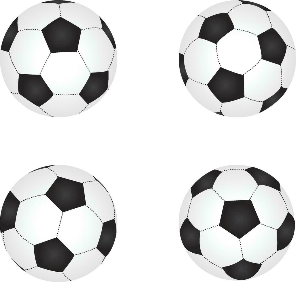 uma coleção do futebol bolas de futebol para desenhos e obra de arte composições vetor