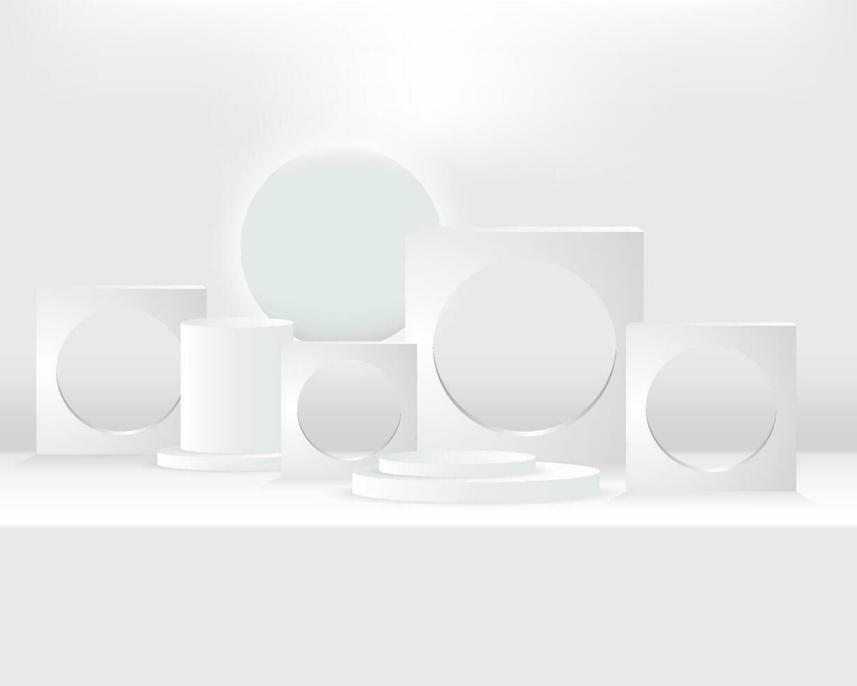 vetor 3d abstrato branco pódio exibição em branco fundo