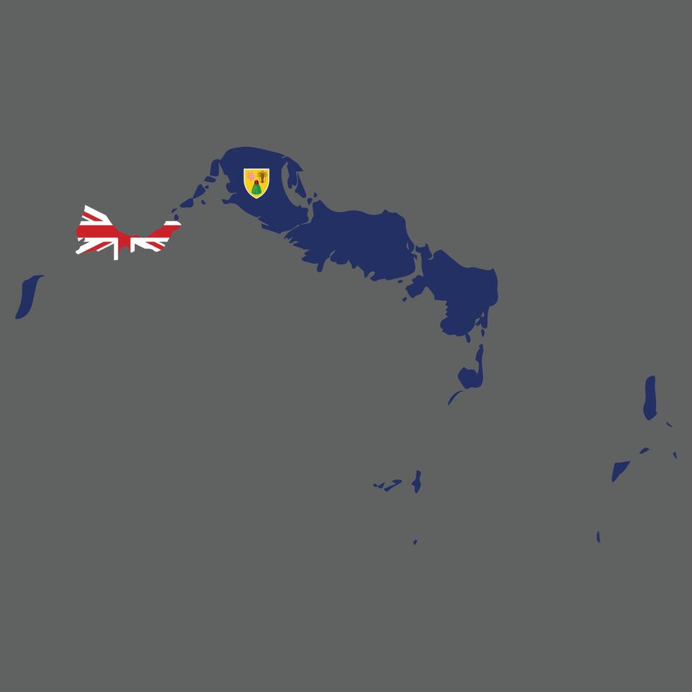 turcos e Caicos é a arquipélago do 40. baixa altitude coral ilhas dentro a atlântico oceano, uma britânico no exterior território sudeste do a bahamas vetor ilustração mapa e bandeira detalhado ícone