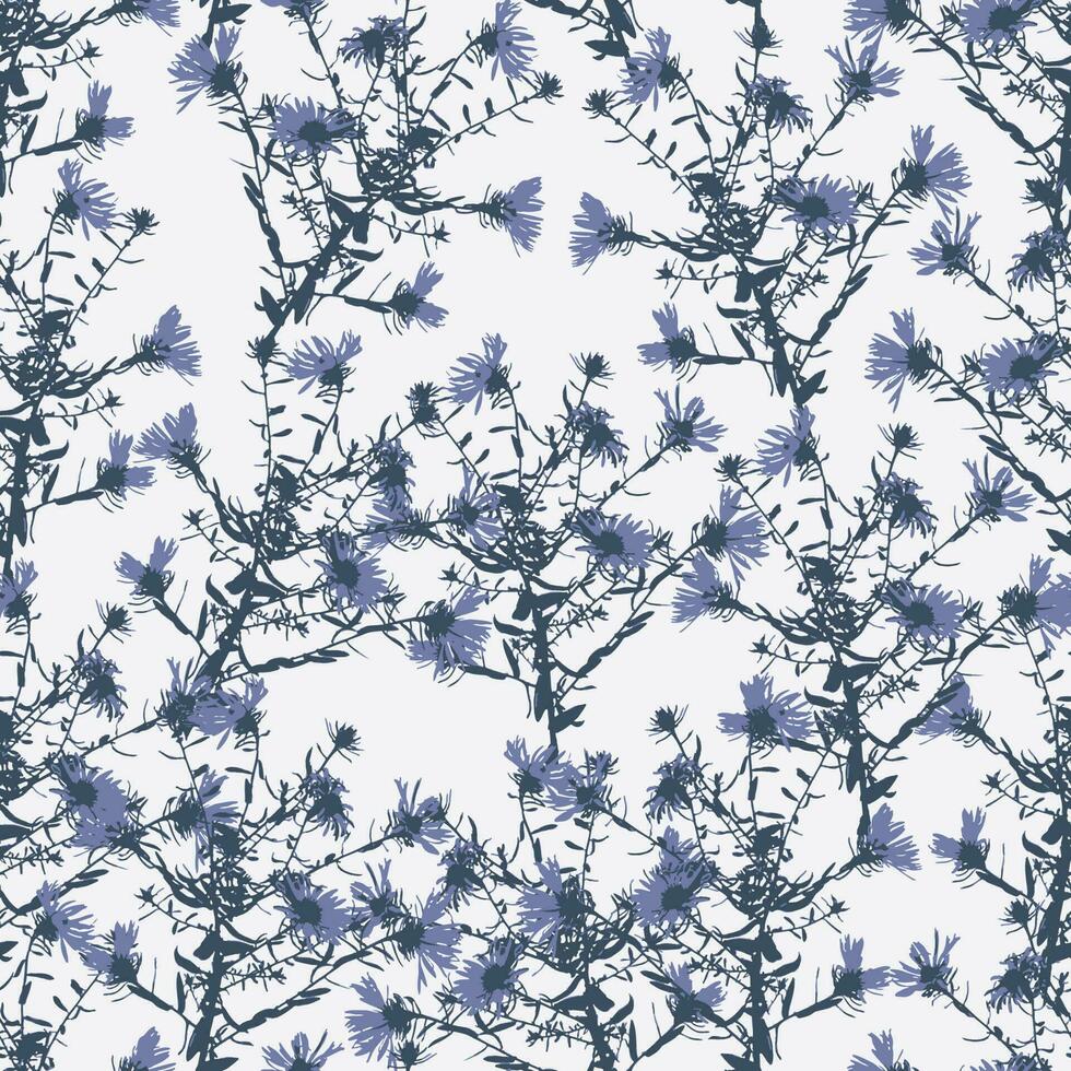 desatado azul mão desenhado flores silvestres padronizar fundo para moda tecido vetor