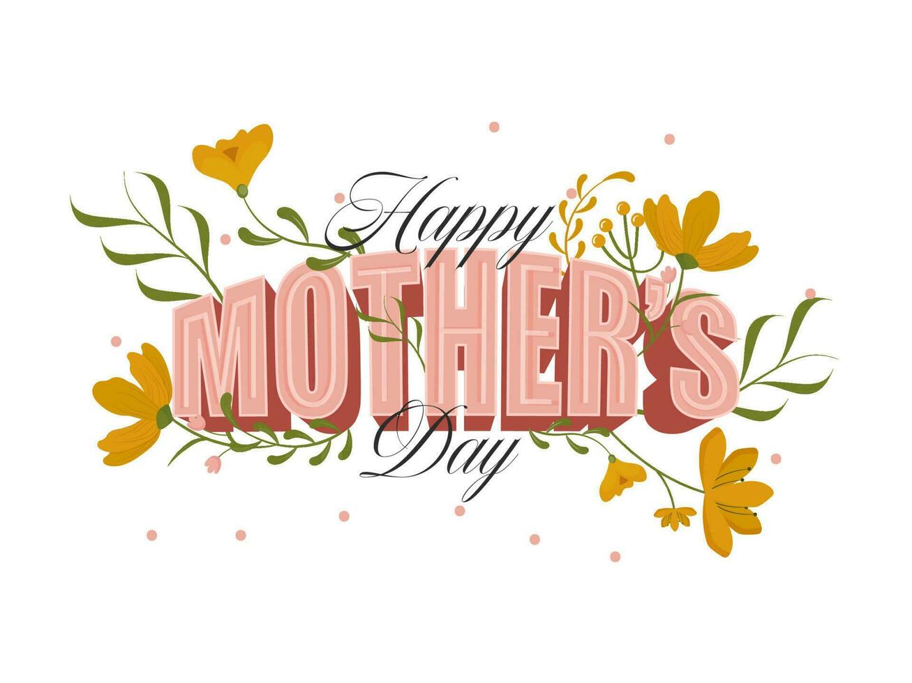 à moda feliz mãe dia letras decorado com floral em branco fundo. vetor