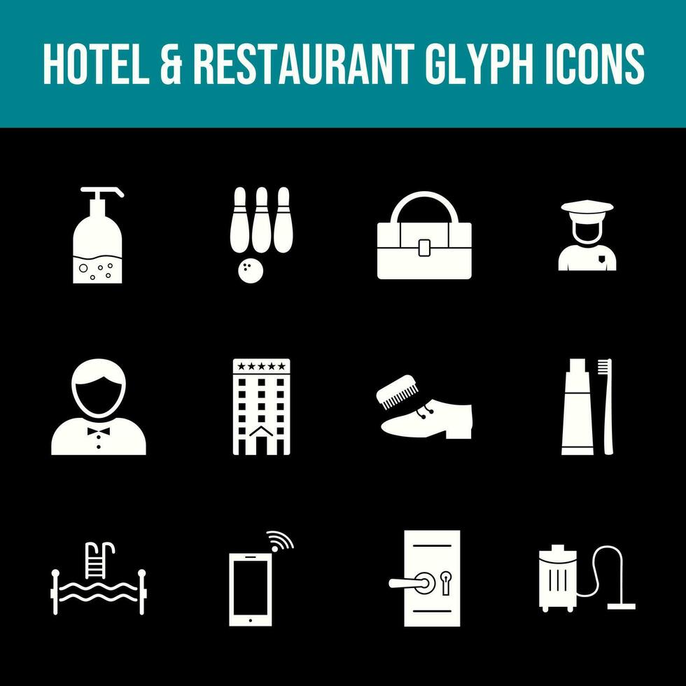 lindo hotel e restaurante vetor ícone conjunto