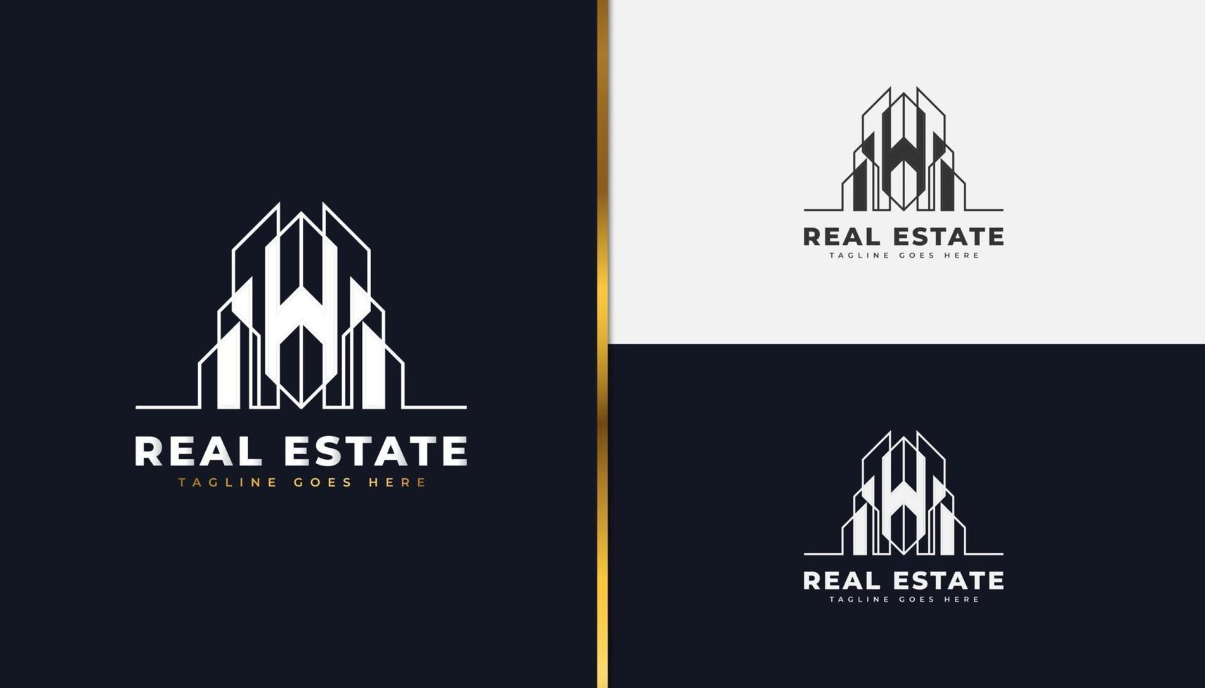 logotipo minimalista imobiliário no conceito linear. construção, arquitetura ou modelo de design de logotipo de construção vetor