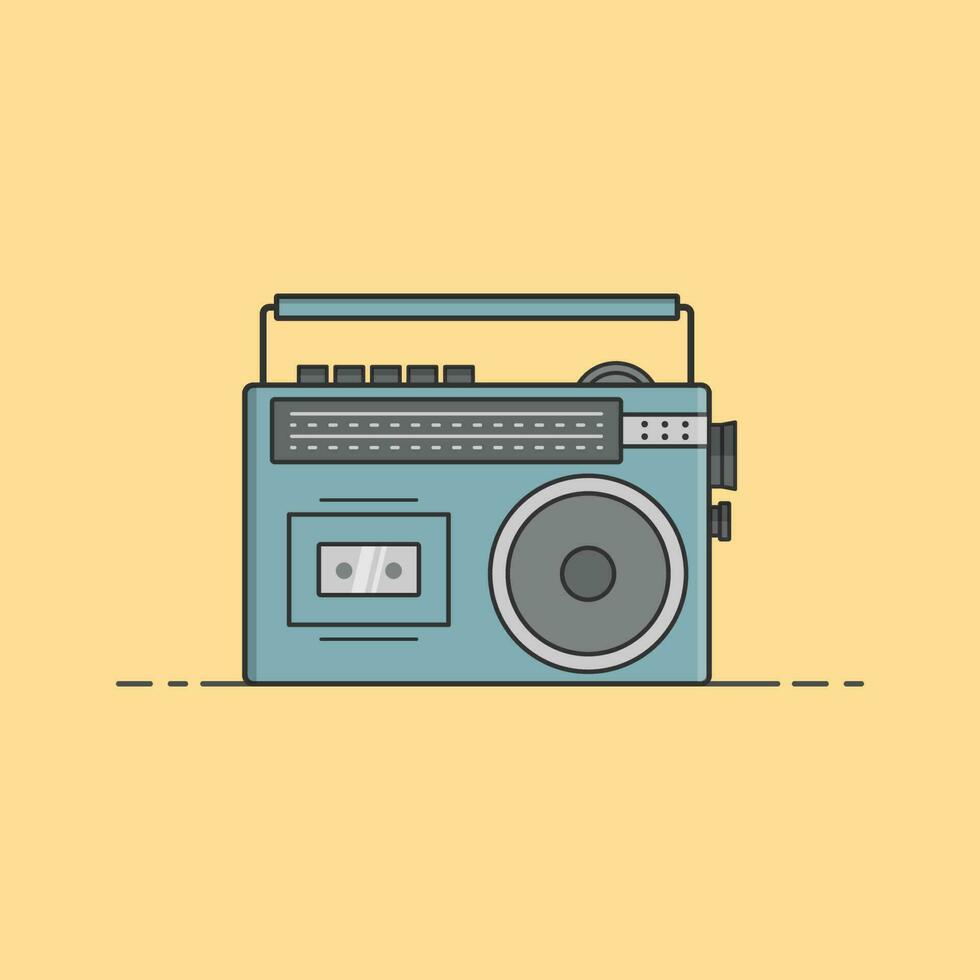 minimalista retro boombox ícone cassete jogador fita gravador ilustração retro vintage anos 90 anos 80 nostalgia vetor