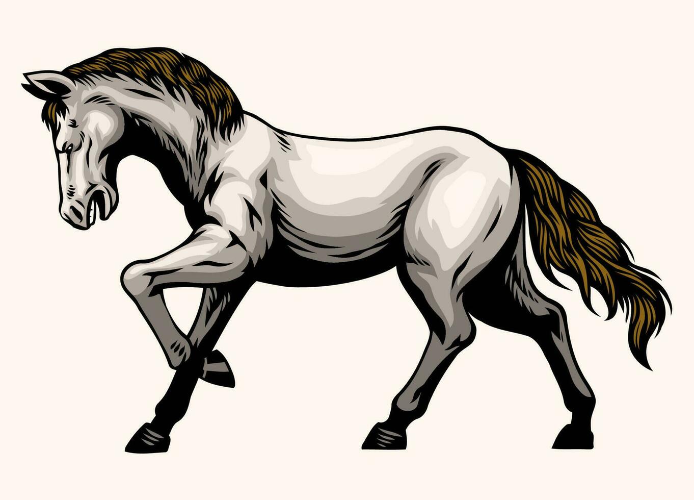 mão desenhado do branco cavalo vetor