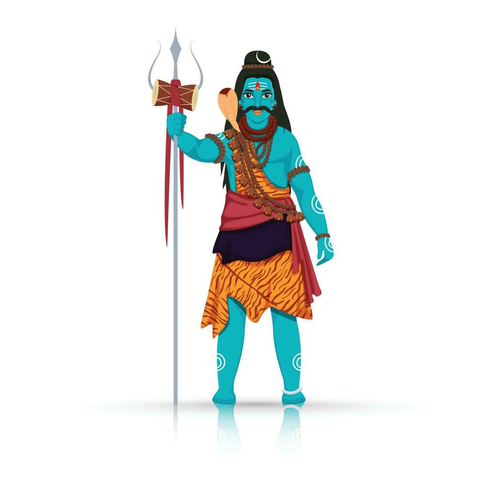 ilustração do hindu mitologia senhor shiva em pé com tridente em branco fundo. vetor