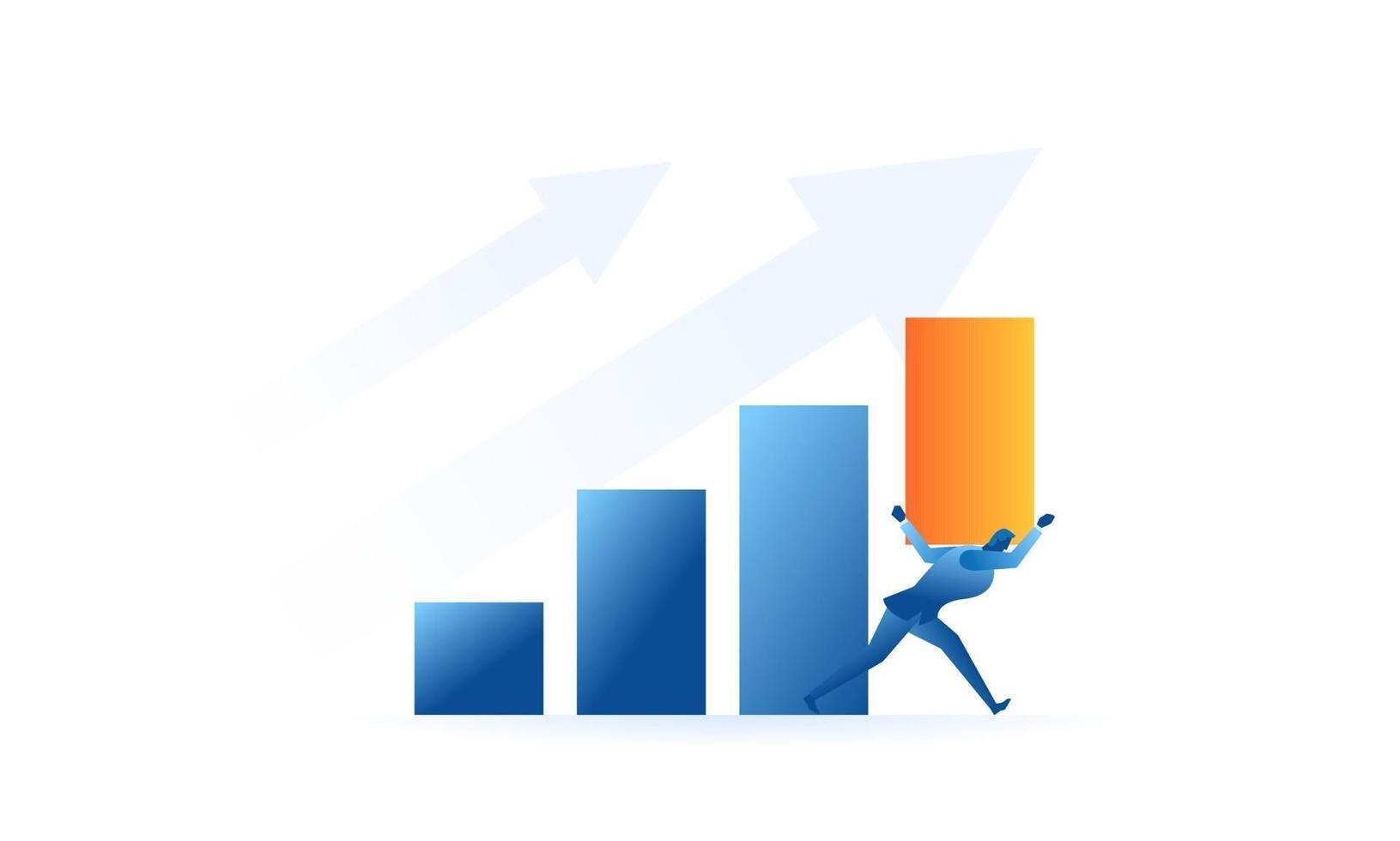 empresário desenhar um gráfico de vendas alvo usando um lápis ilustração de conceito de trabalho empresarial sobre trabalho duro, vendas, lucro, lucro alvo, futuro vetor