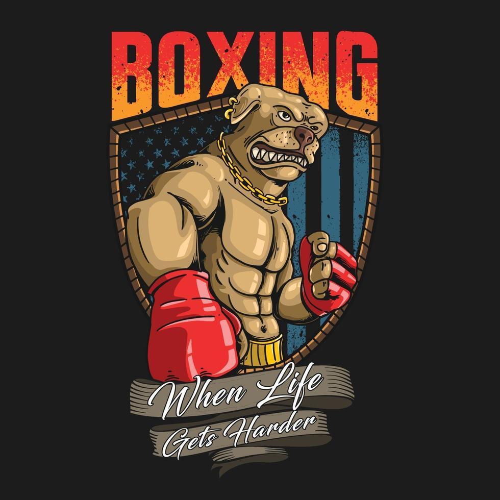 ilustração do mascote americano do boxe pitbull vetor