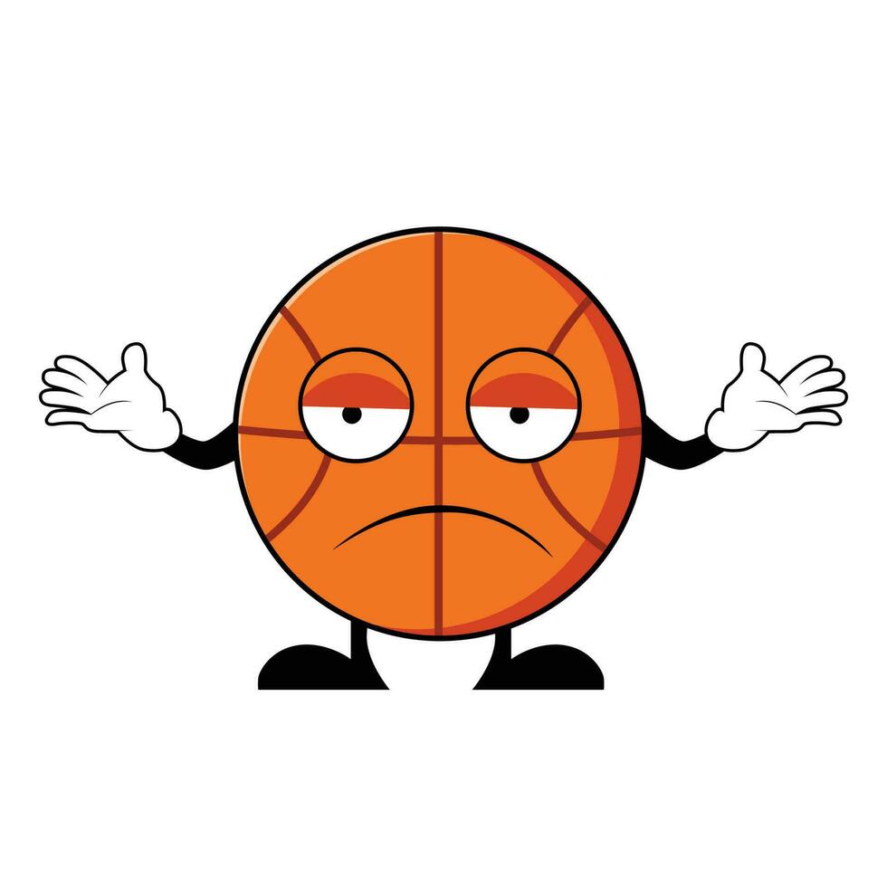 basquetebol personagem desenho animado com confuso gesto. mascote personagem vetor. vetor