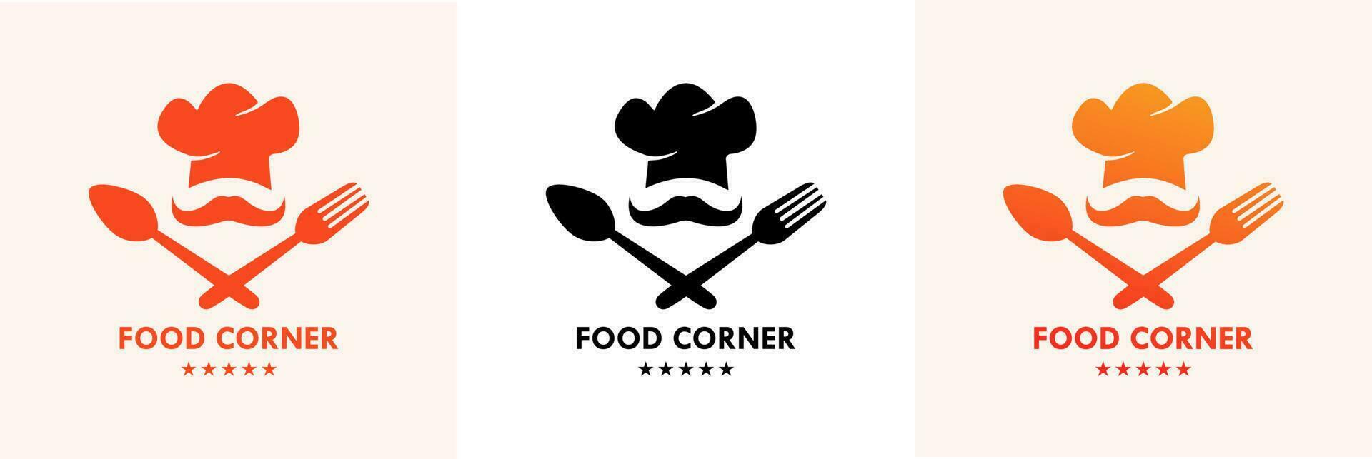 Comida restaurante vetor logotipo modelo conjunto