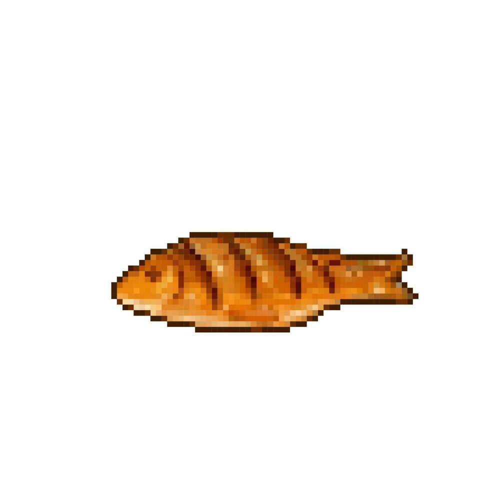 frito peixe dentro pixel arte estilo vetor