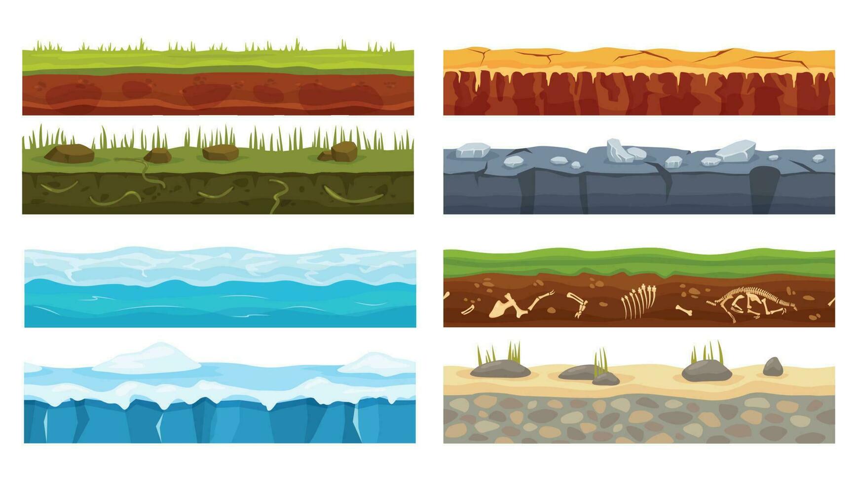 Conjunto de ilhas voadoras vetoriais grátis de campo verde de gelo para jogo  de desenho animado