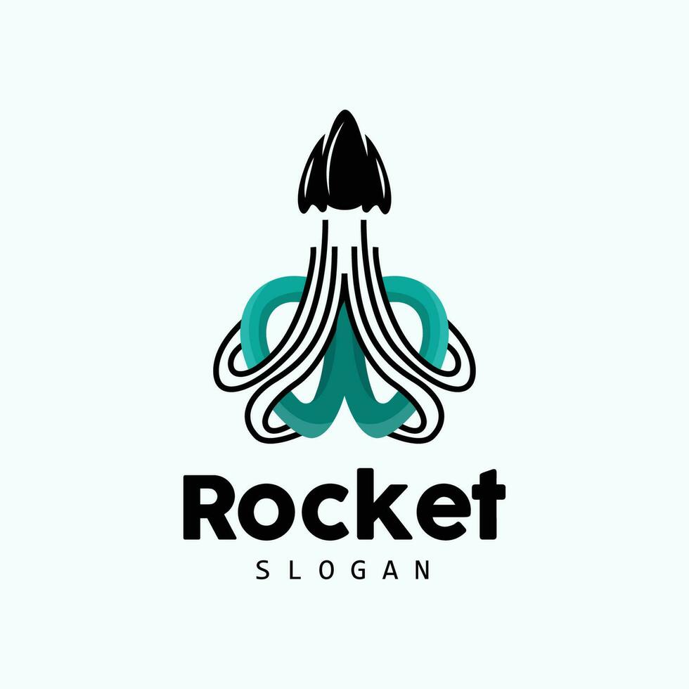 design de logotipo de foguete, veículo de exploração espacial vetor