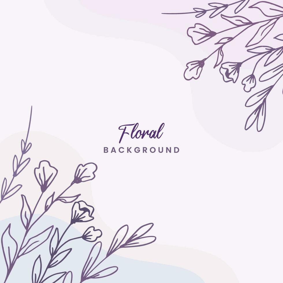 roxa quadrado fundo com mão desenhado folhas e flor fronteira ou lindo roxa floral fundo vetor