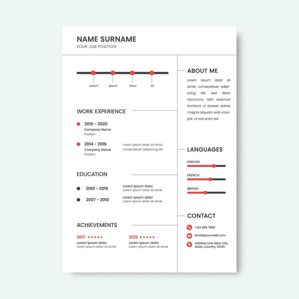 criativo cv ou currículo modelo disposição com pessoal detalhes dentro branco cor. vetor