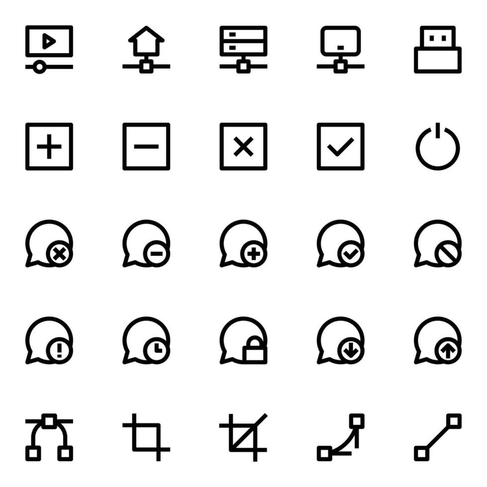 ícones de contorno para interface do usuário. vetor