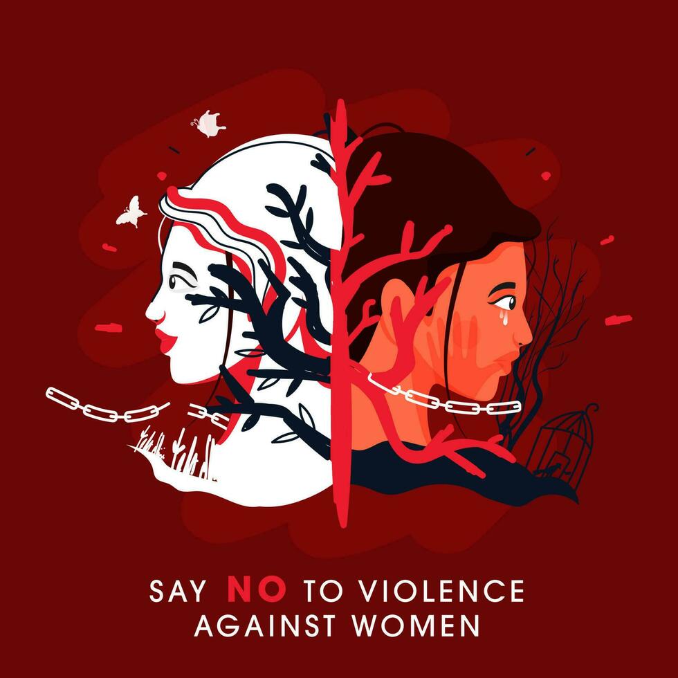 dizer não para violência contra mulheres conceito Sediada poster Projeto para conhecimento. vetor