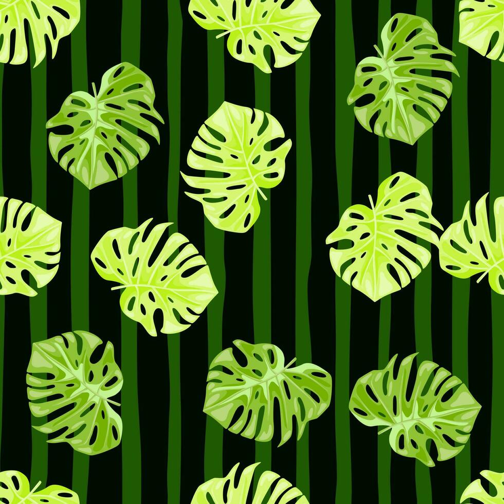 monstera folhas desatado padronizar. exótico selva plantas sem fim papel de parede. folha fundo. havaiano floresta tropical floral pano de fundo. vetor