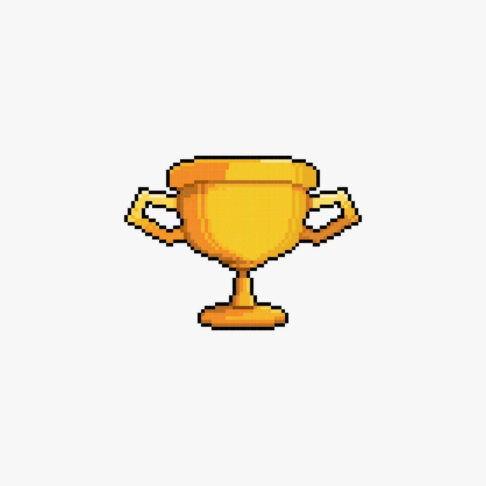 dourado troféu copo dentro pixel arte estilo vetor