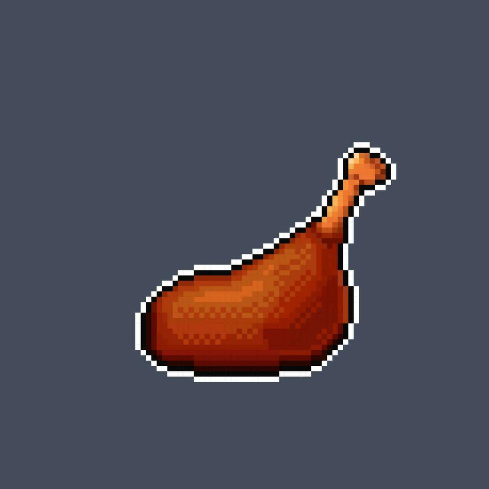 frito frango perna dentro pixel arte estilo vetor